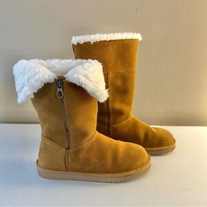 Koolaburra by Ugg Tan Suede Fold Over Zipper Boots